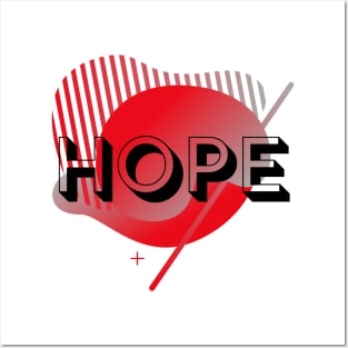 Hope - Red and Gray Graphic Design Posters and Art